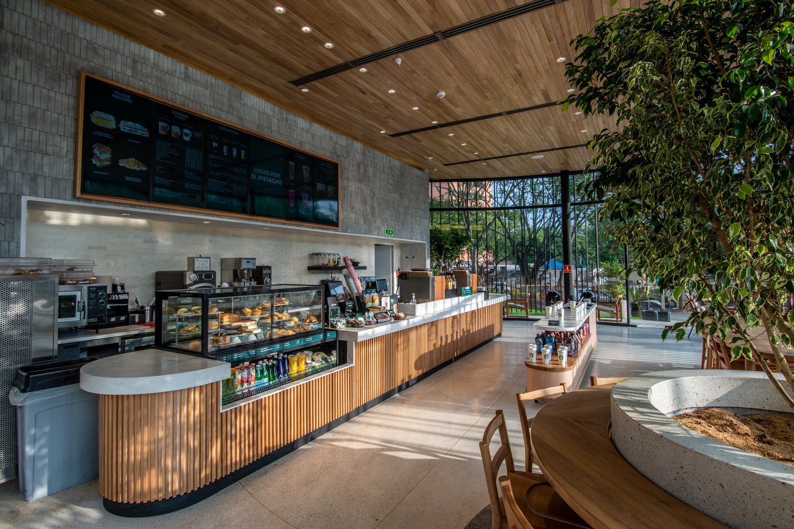 Starbucks — service counter and café seating