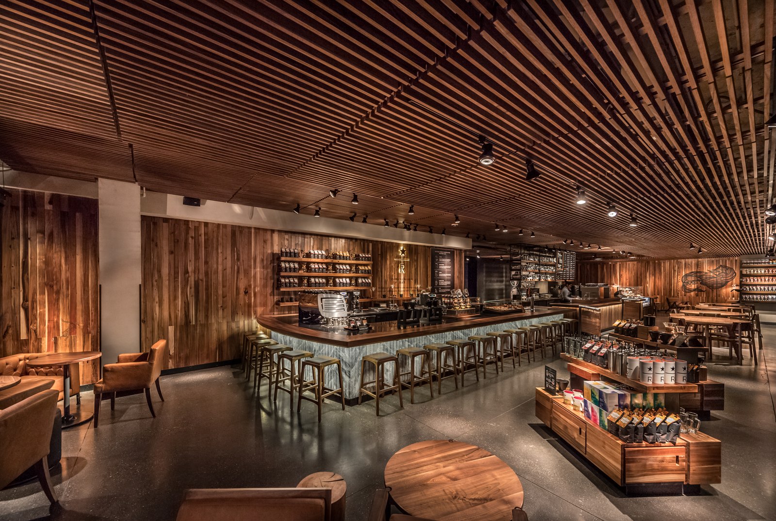 Starbucks Reserve bar — custom millwork and coffee bar
