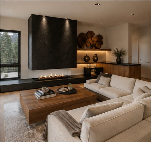 Luxury Mountain Home, Steamboat Springs — living room with fireplace