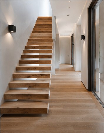 Luxury Mountain Home, Steamboat Springs — floating wood staircase